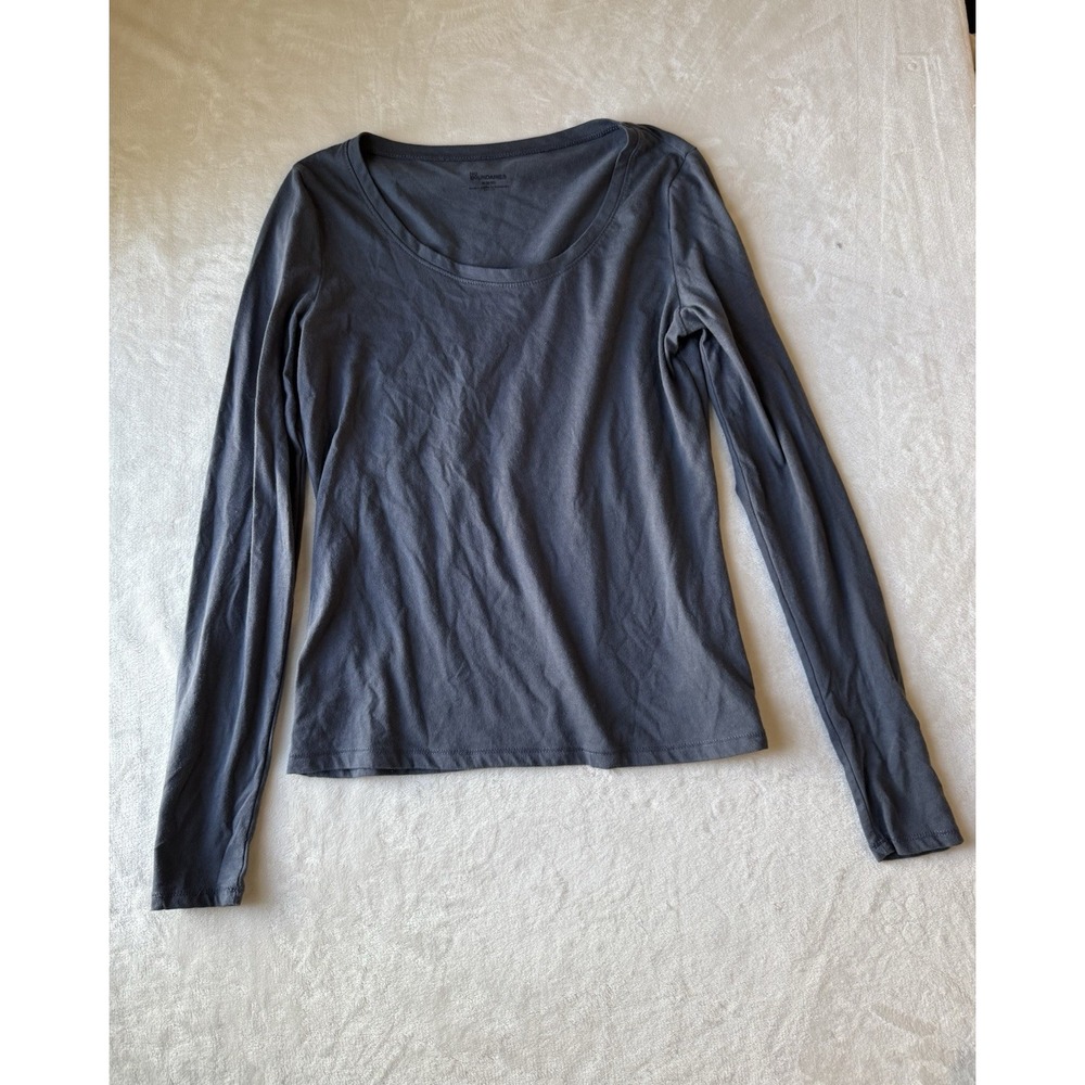 No Boundaries Gray Knit Long Sleeve Scoop Neck T-Shirt Cotton M